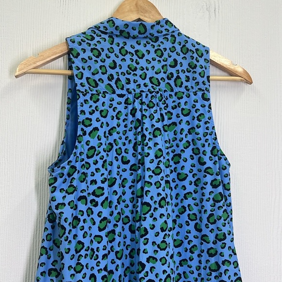 Anthropologie - Maeve Paola Flounced Cheetah Blue Print Sleeveless Midi Dress SM - Picture 14 of 14